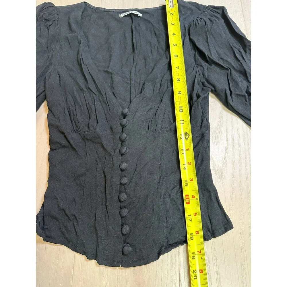 Reformation Long Sleeve Blouse Retro Button Front Classic French Model Chic XS